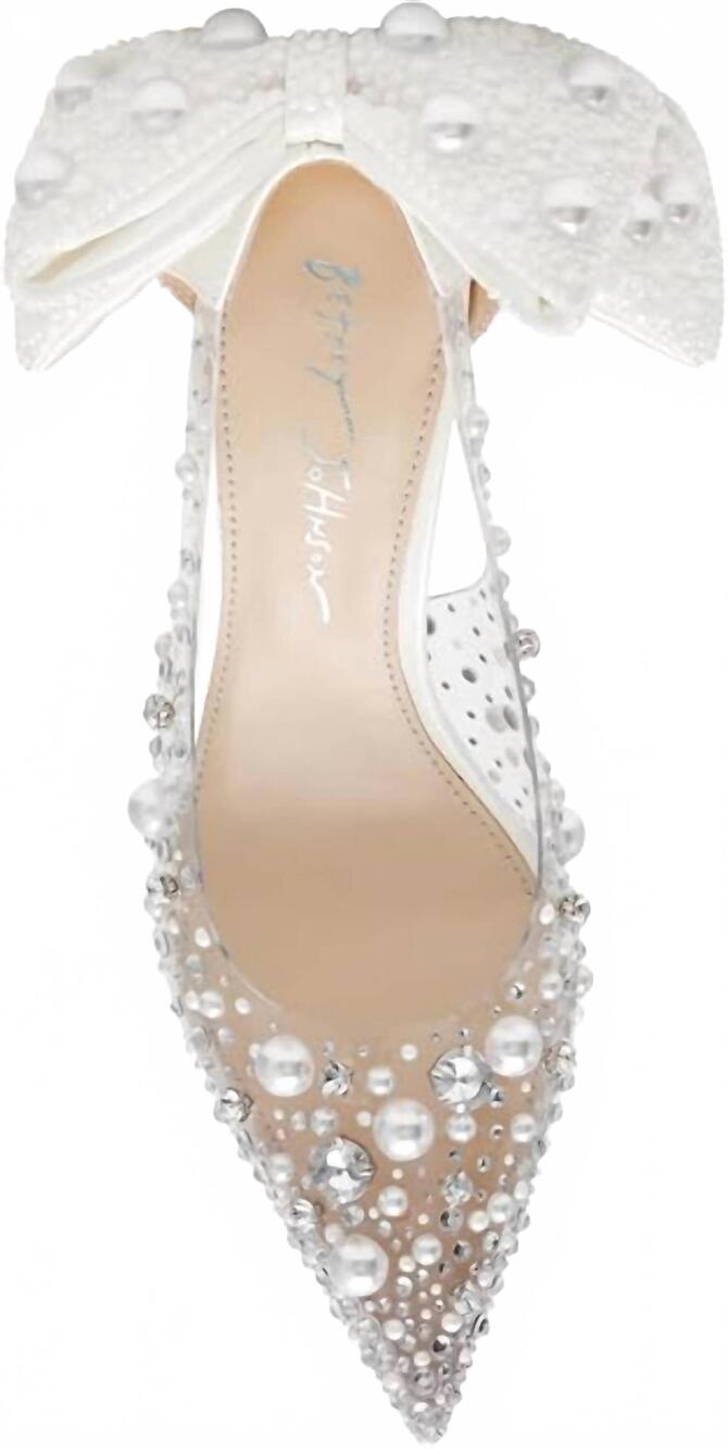 NEW BETSEY JOHNSON women's esmy pearl clear pumps in pearl multi - Picture 3 of 6